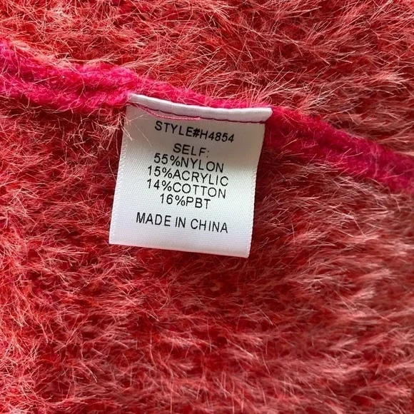 Jodifl Red and Pink Fuzzy Southwest Bohemian Open Front Cardigan NWT - Picture 8 of 16